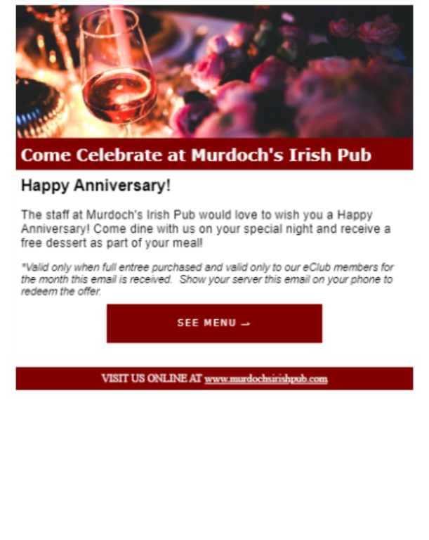 Come Celebrate at Murdoch's Irish Pub