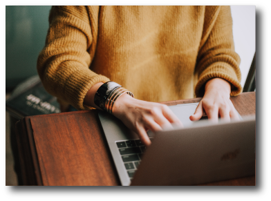woman working on her computer