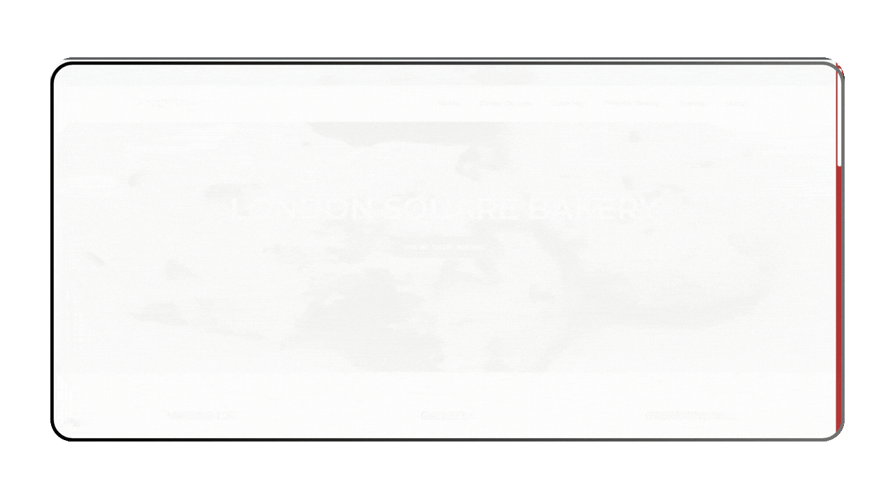 Animated preview of the London website template on desktop